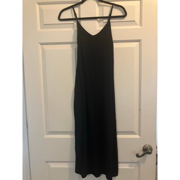 OLD NAVY Midi Cami Slip Dress in Black Crepe Size Medium M MINIMALIST CASUAL - Picture 2 of 5